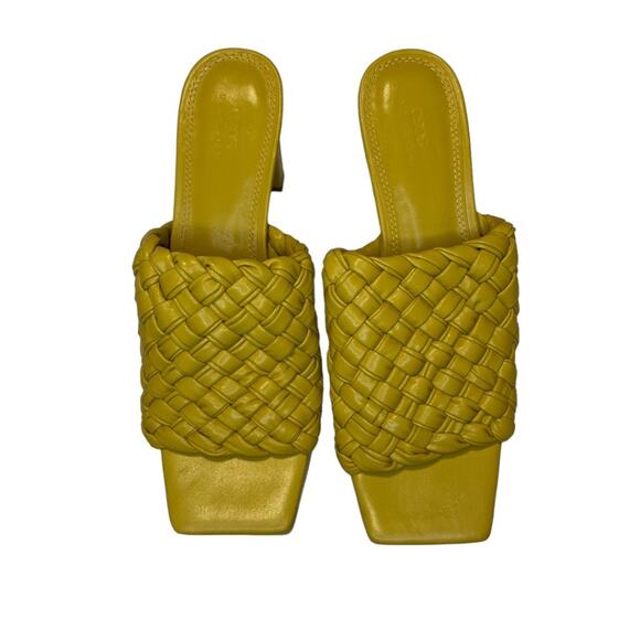 ASOS Design Raid Slip On Knottie Mule Heeled Sandals Yellow Square Toe Size 9 - Picture 4 of 14